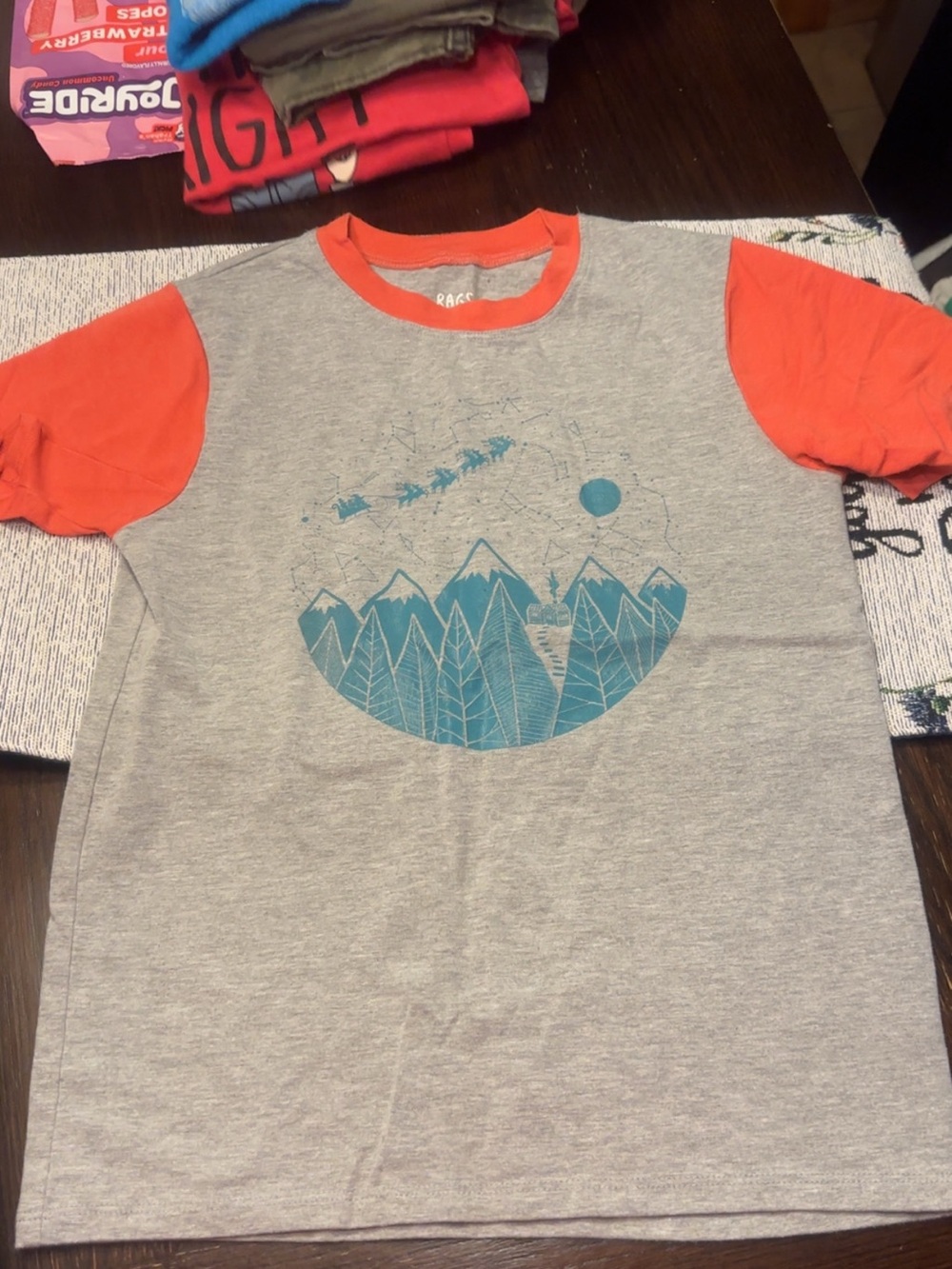 Gray & Orange Graphic Kids Tee